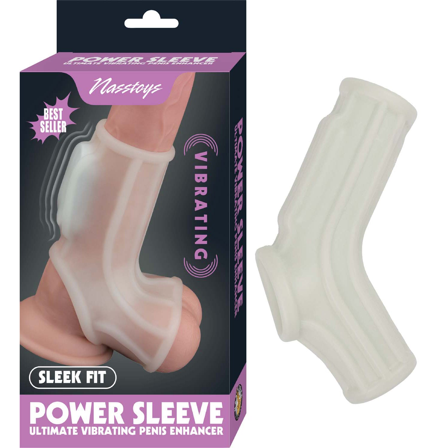 Power Sleeve Blanca Funda Vibratoria para Pene - funda peneana para mayor grosor