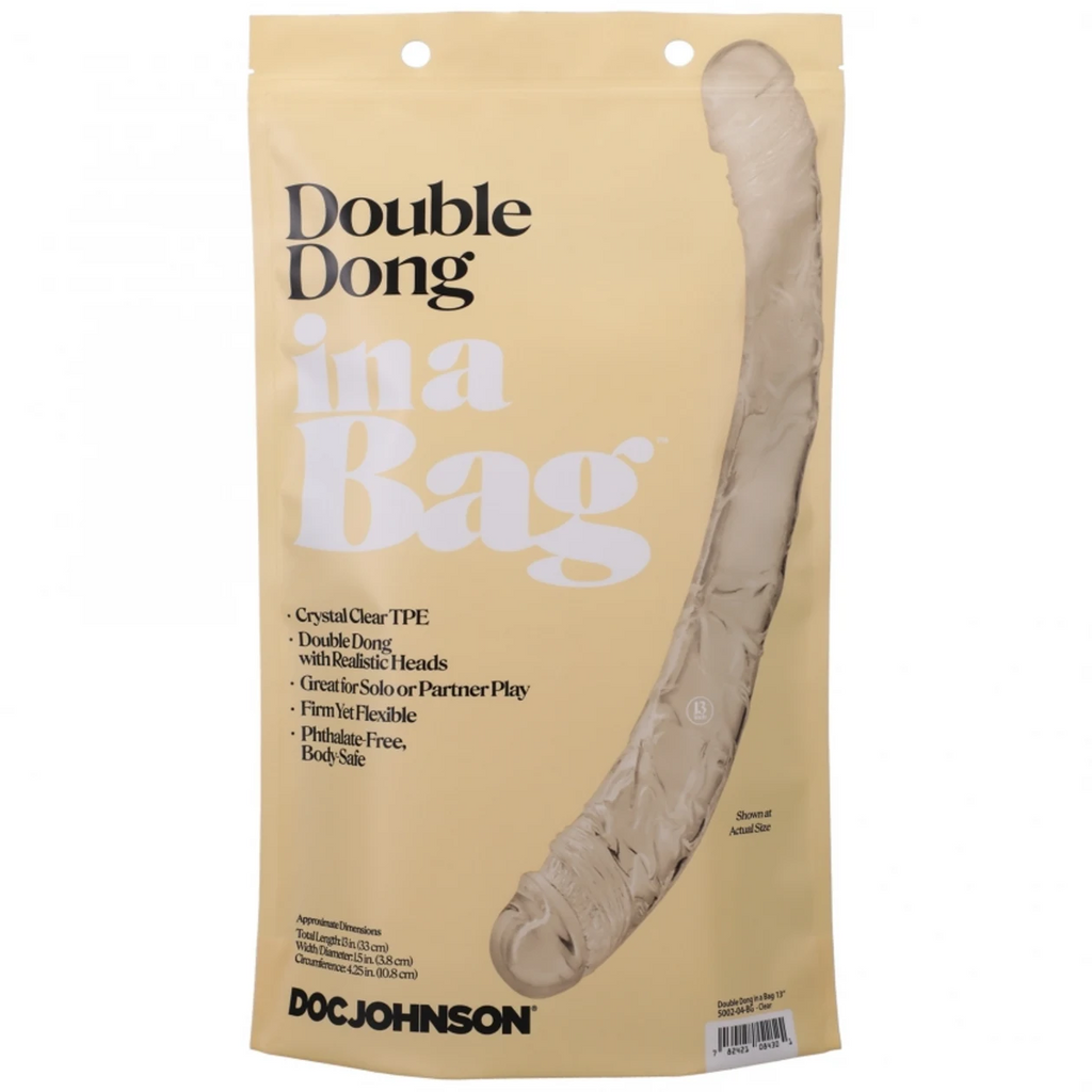 Doc Johnson Double Dong 33 cm Transparente – Dildo Doble - dildo de silicona