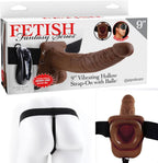 Pipedream Strap-On Hueco Vibrador 23 cm Marrón/Negro con Testículos - strap on con arnés