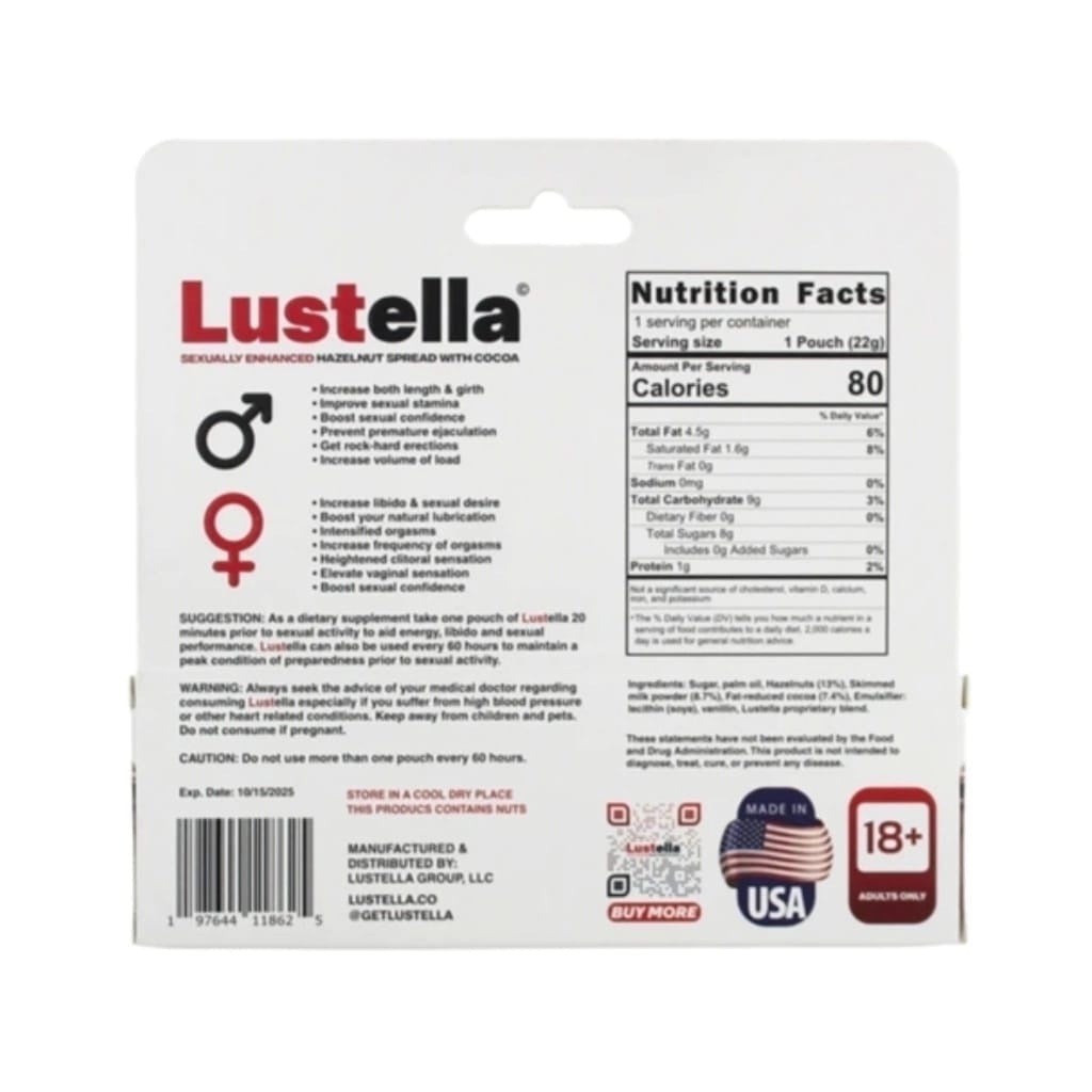 Lustella Hazelnut Cocoa Spread – Afrodisíaco Untable - suplemento vigorizante masculino