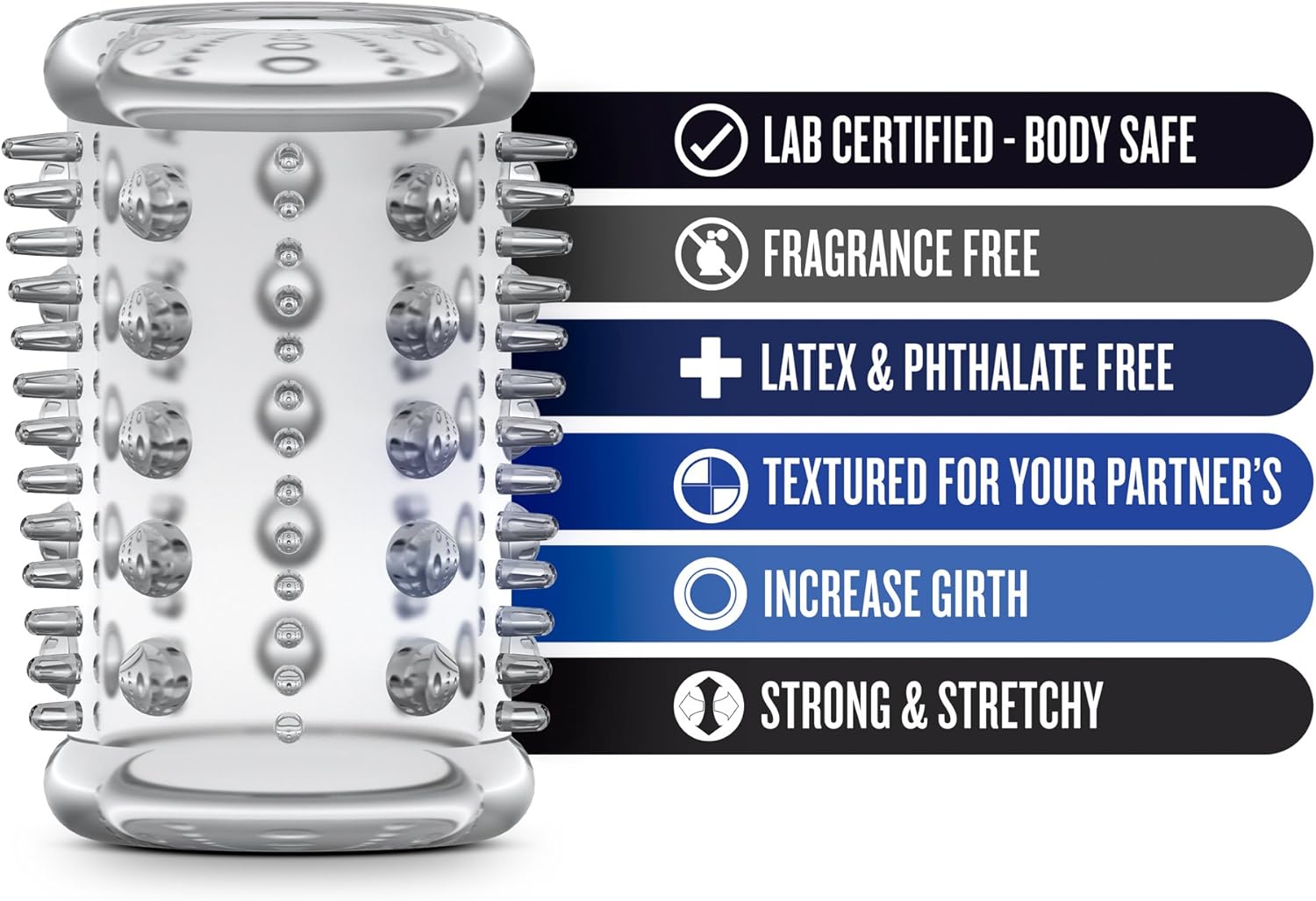 Stay Hard Manga para Pene 03 Clear – Elástica y Texturizada - extensor de pene reutilizable