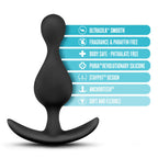 Anal Adventures Platinum Plug Ondulado Negro – Textura Progresiva - juguete anal body safe