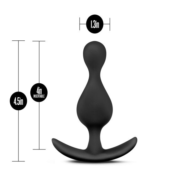 Anal Adventures Platinum Plug Ondulado Negro – Textura Progresiva - plug anal con vibración