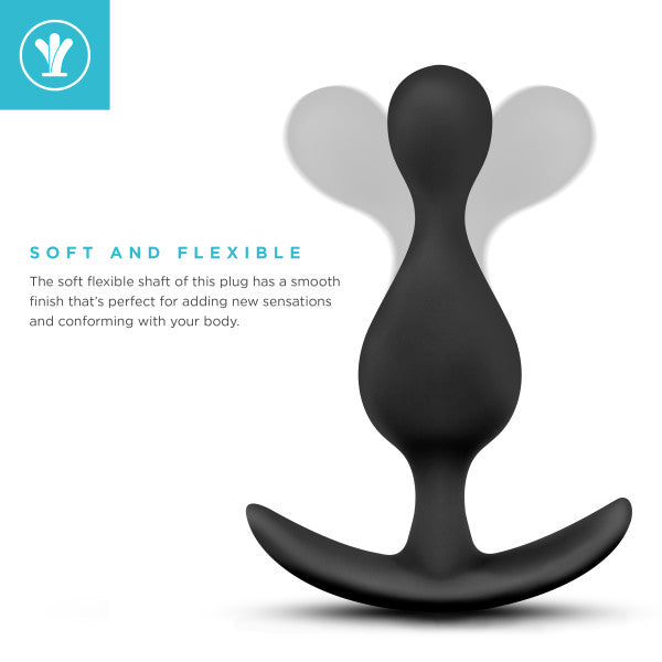 Anal Adventures Platinum Plug Ondulado Negro – Textura Progresiva - tapón anal para principiantes