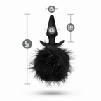 Anal Adventures Platinum Plug con Cola de Conejo Negro - tapón anal para principiantes