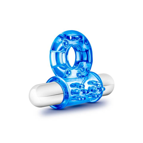Stay Hard Vibrating Bull Ring Azul Blush – Anillo Vibrador con Bala - anillo retardador erección