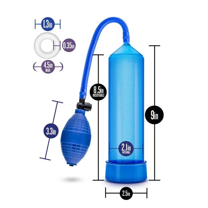 Bomba de Pene Performance VX101 Azul – Succión Potente - bomba de vacío manual
