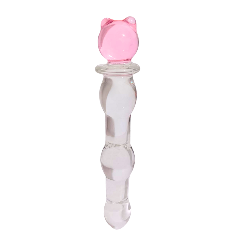 Varita Estimulante de Cristal con Gato Rosa