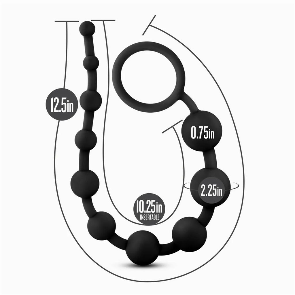 Anal Adventures Platinum Bolas Anales Grandes Negro - juguete anal body safe