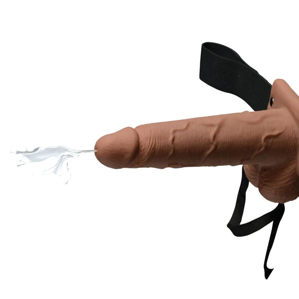 Squirting Hollow Strap-On Dildo Tan 21 cm con Correa - arnés con dildo
