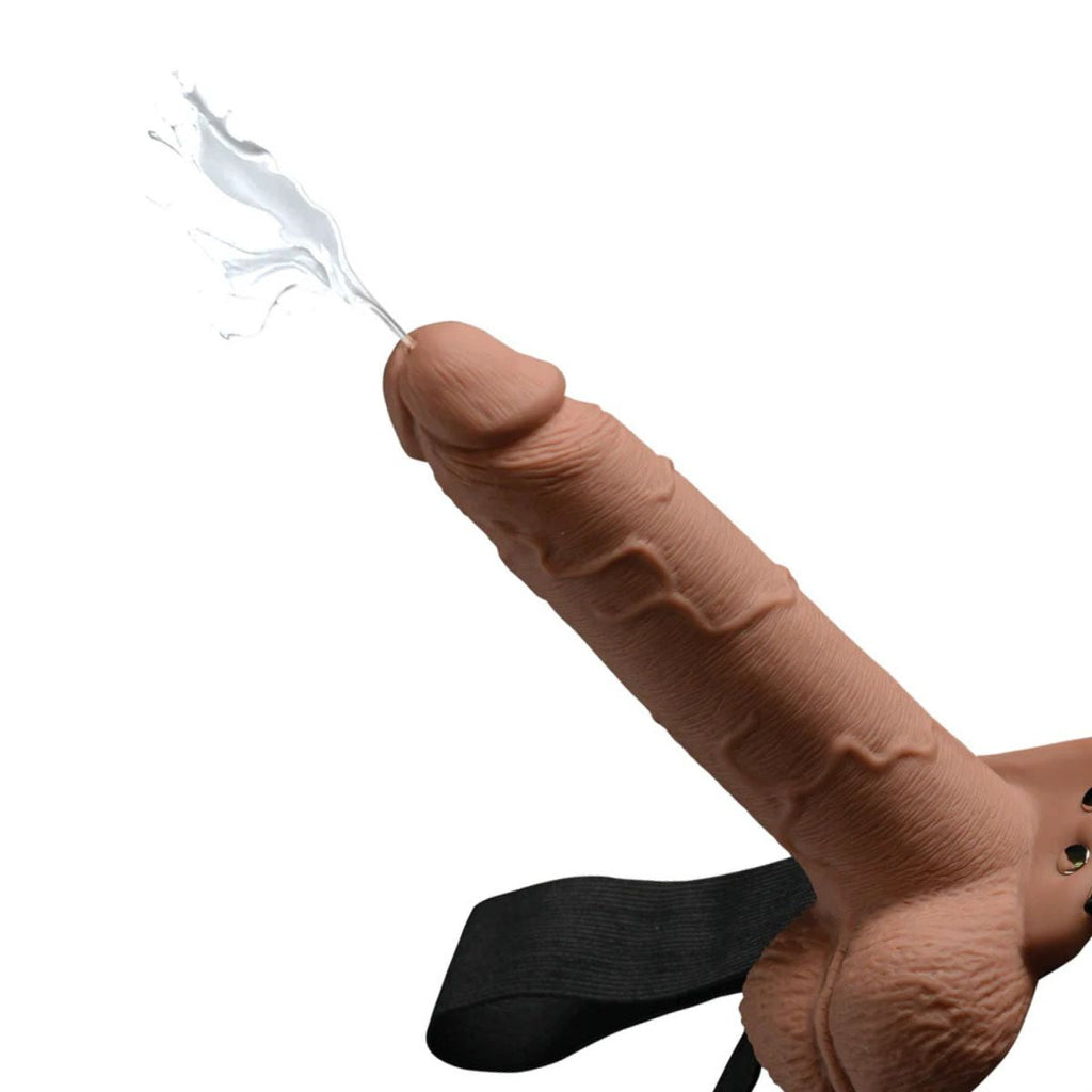 Squirting Hollow Strap-On Dildo Tan 21 cm con Correa - strap on con arnés