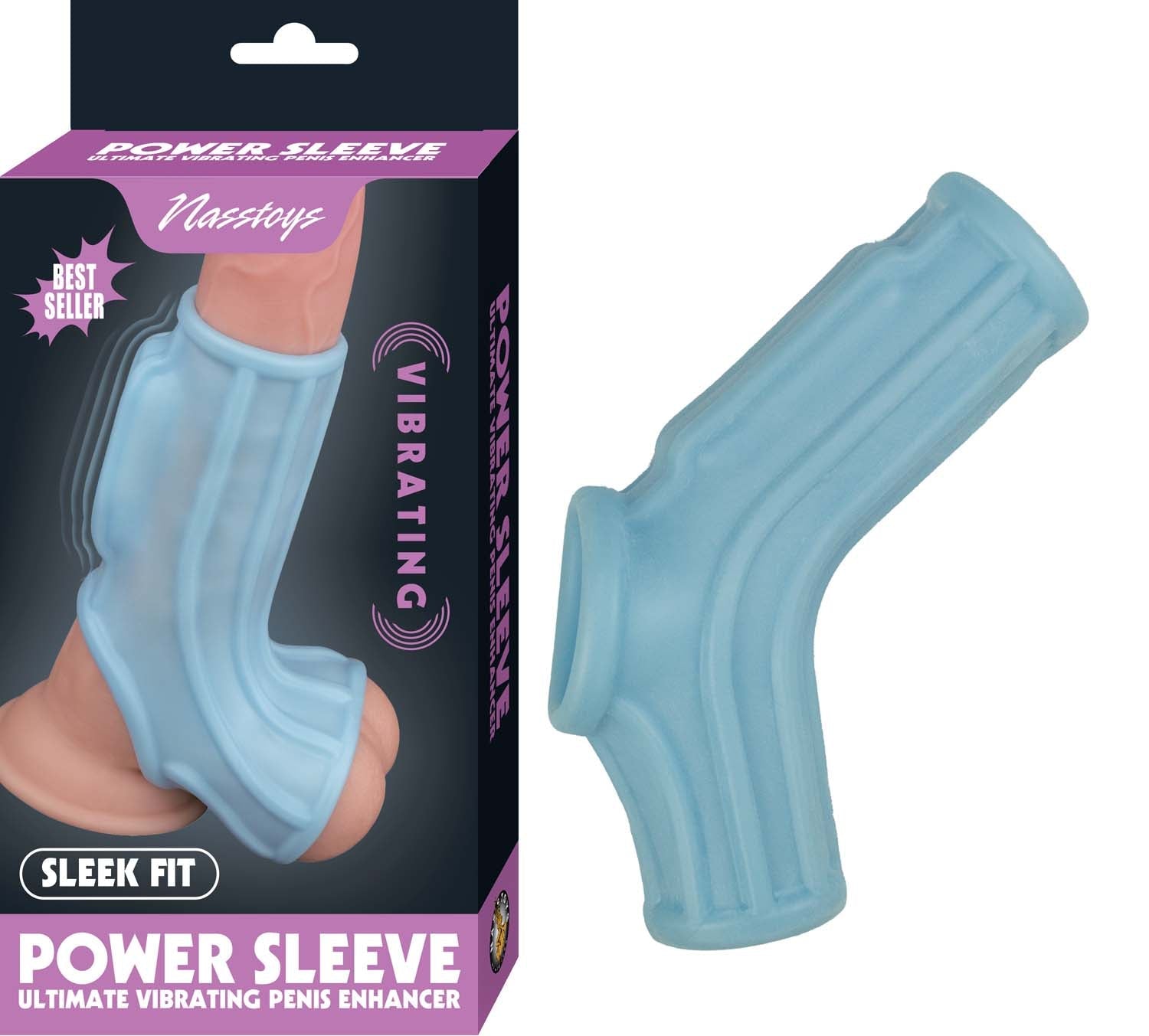 Power Sleeve Azul Funda Vibratoria para Pene - funda extensora de pene