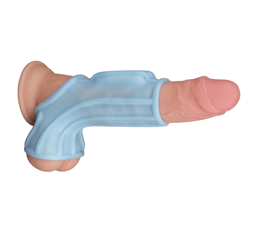Power Sleeve Azul Funda Vibratoria para Pene - extensor con textura