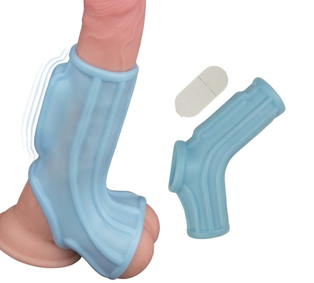 Power Sleeve Azul Funda Vibratoria para Pene - funda peneana para mayor grosor
