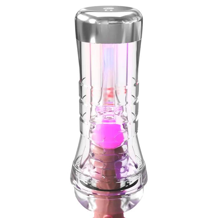 PDX Elite ViewTube XXL con LED – Masturbador Transparente - masturbador masculino con textura