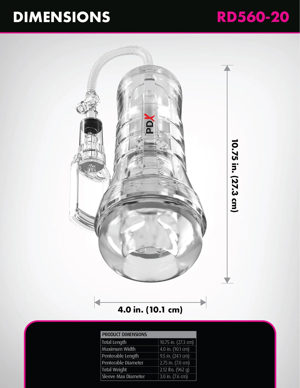 PDX Elite ViewTube Vac XXL – Bomba de Vacío Transparente - bomba succión pezones