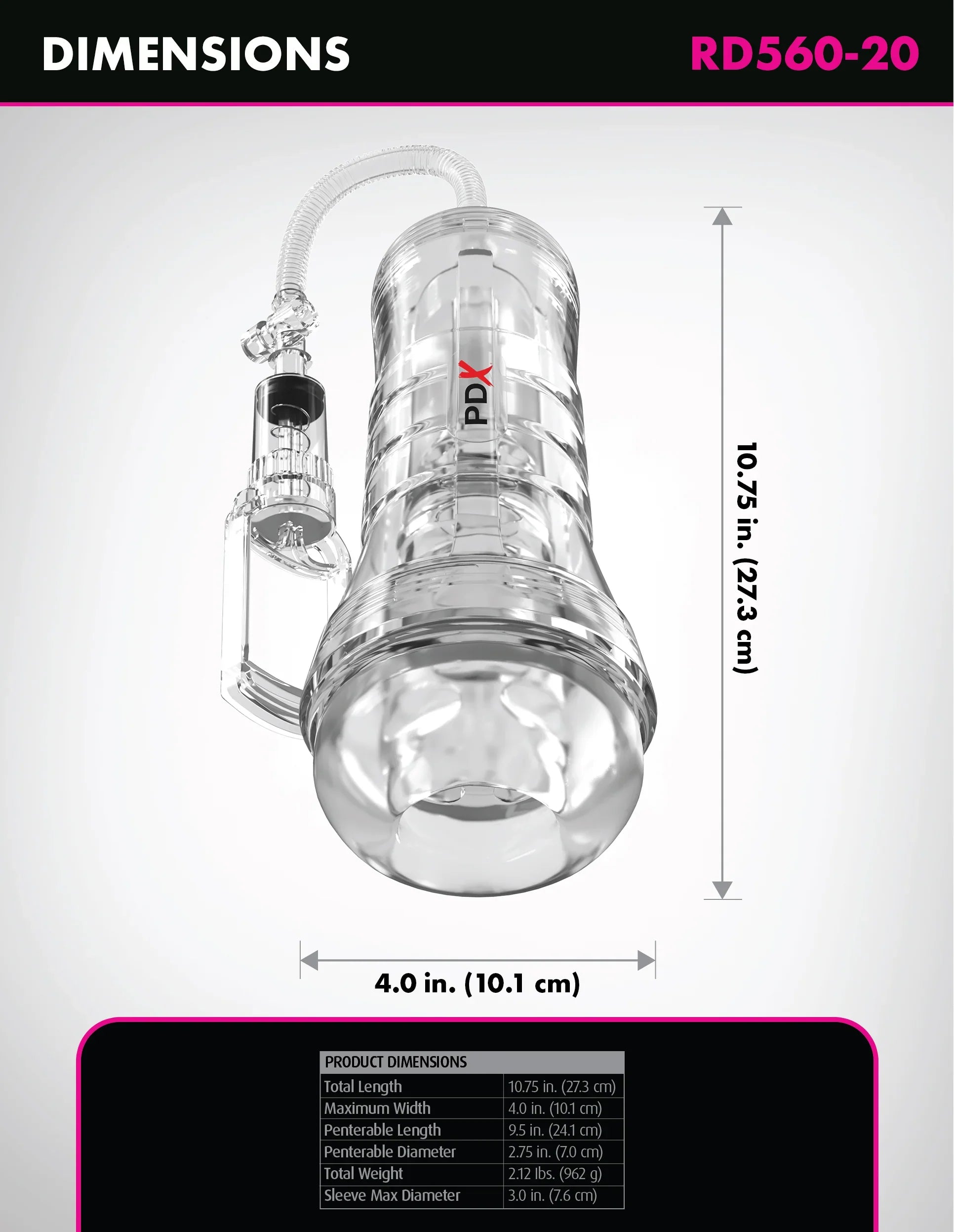 PDX Elite ViewTube Vac XXL – Bomba de Vacío Transparente - bomba succión pezones