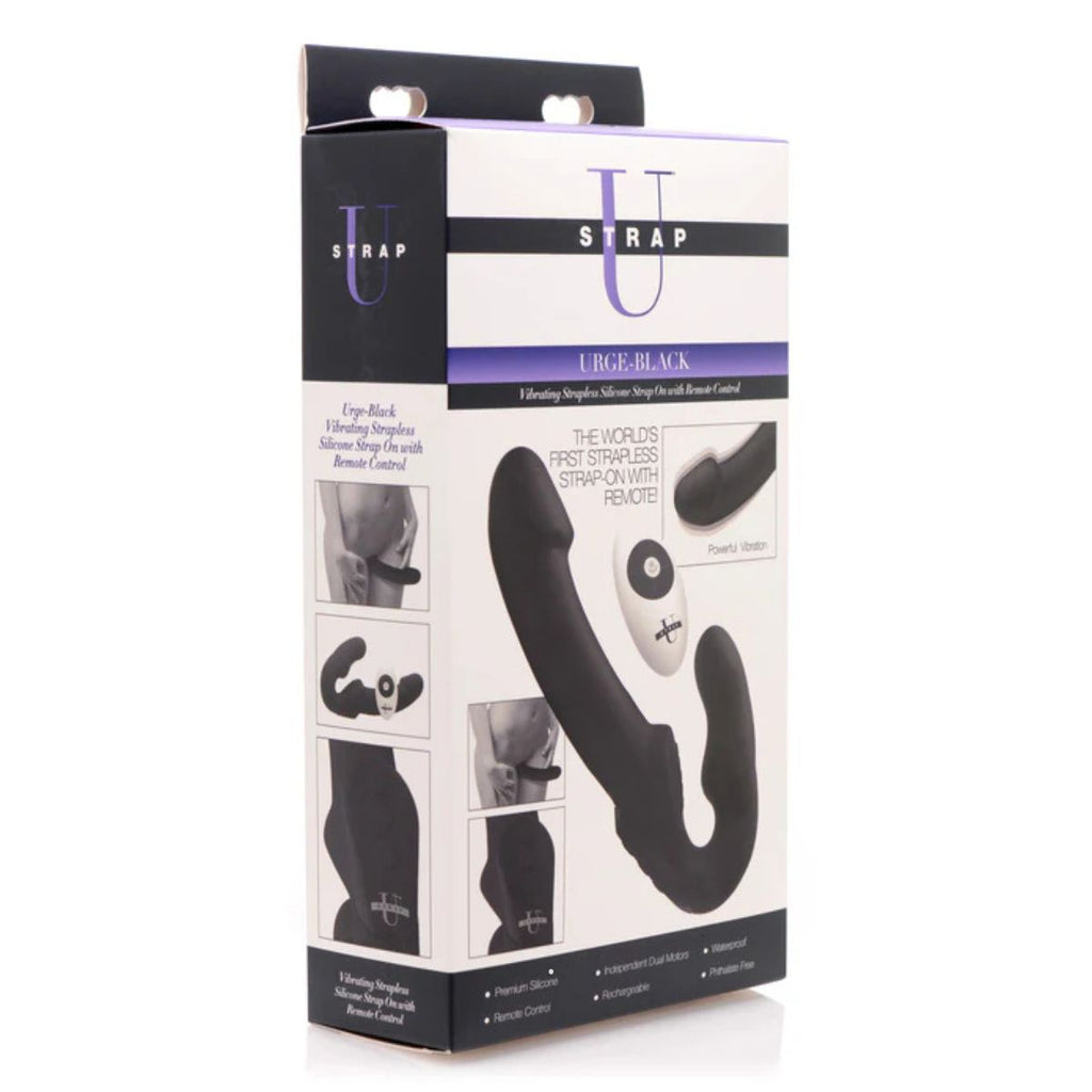 U-Strap Urge Black Strapless Strap-On con Control Remoto - strap on con arnés